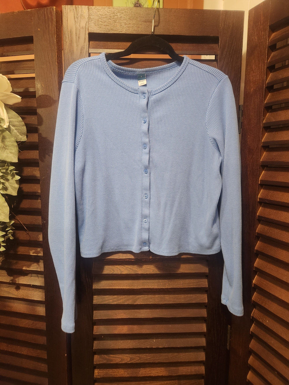 Old Navy Light Blue Ribbed Button-Up Cardigan